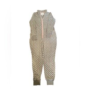 Goodnight Kiss (grey, white , pink) poka dots Onesie‎ /Pajama Size Large